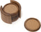 Lipper International Acacia Round with Cork Coasters and Caddy - 7-Piece Set