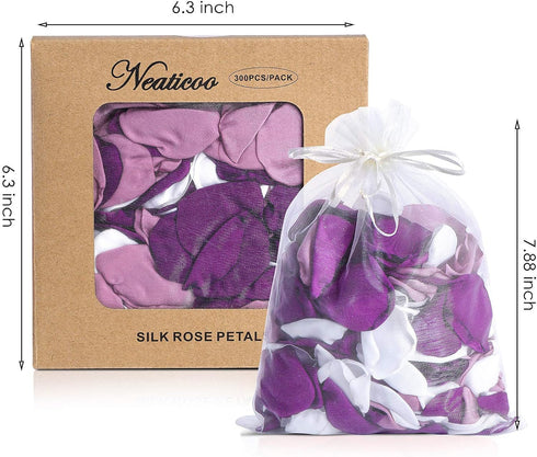 300pcs Artificial Silk Rose Petals, Reusable Fake Purple Flower Petals for Wedding and Party Decoration