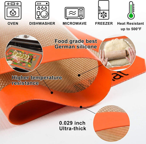 Silicone Baking Mat - Best German Silicone, Non Slip Reusable Baking Sheet for Oven and Counter