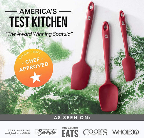 di Oro Living Silicone Spatula Set - 3-piece 600F Heat-Resistant Baking Spoon & Spatulas, Pro Grade Non-stick Rubber