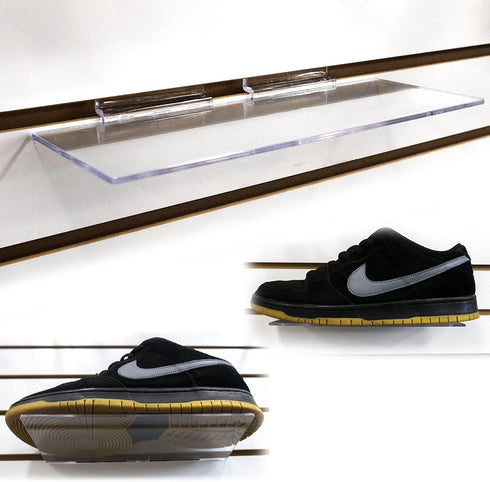 Clear Acrylic Slatwall Shoe Shelf, 4" D x 10" L Flat Acrylic