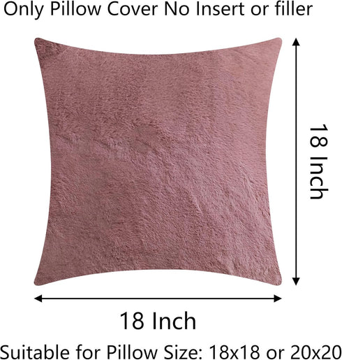Demetex Rose Pink Pillow Covers 18x18, Set of 2 Super Soft Furry Throw Pillowcases for Couch Wedding Party Decor