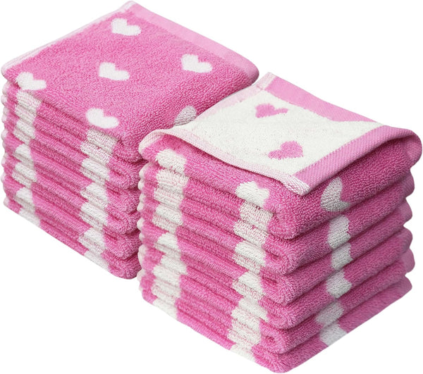 ORIGINAL KIDS Wash Cloth - Bath Time Hearts 12 Pack Washcloth Set - 100%