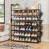 7 33.3in 11.2in 48.7in 28-35 OYREL Large Capacity Tier Shoe Rack, Black, Wide x Deep x Tall, Holds Pairs of Shoes