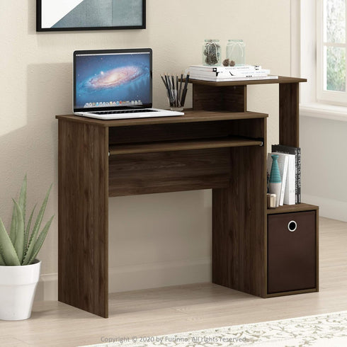 Furinno Econ Multipurpose Home Office Computer Writing Desk - Columbia Walnut/Dark Brown, 15.8"D x 39.4"W x 34.09"H