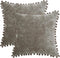 HWY 50 Decorative Throw Pillow Covers Set of 2 - Chenille Solid Soft Cushion Cases with Pom Poms, 20x20 Inch Grey
