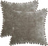 HWY 50 Decorative Throw Pillow Covers Set of 2 - Chenille Solid Soft Cushion Cases with Pom Poms, 20x20 Inch Grey