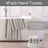 Set 4, 16"x27" 100% Set Beige Striped Hand Towels, Bathroom Hand Towels of - Cotton | Quick Dry | Absorbent | Light