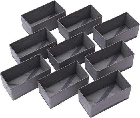 DIOMMELL 9 Pack Foldable Cloth Storage Box - Closet Organizer Fabric Baskets for Clothes, M Grey 090