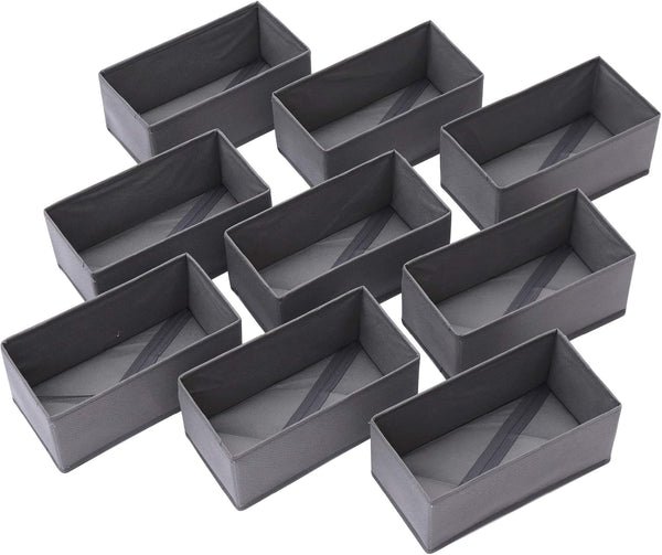 DIOMMELL 9 Pack Foldable Cloth Storage Box - Closet Organizer Fabric Baskets for Clothes, M Grey 090