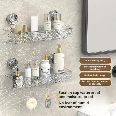 Suction Cup Shower Caddy, Clear Wall Bathroom Shower Organizer, Corner Caddy No Drilling for Kitchen Bathroom Hotel