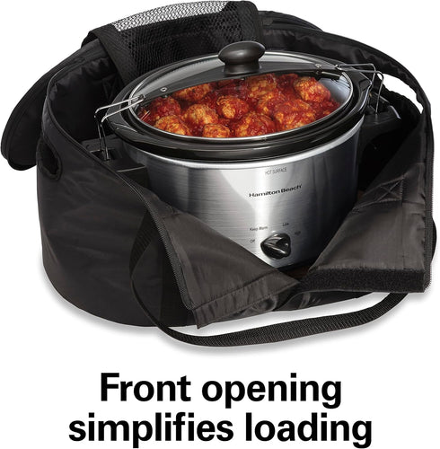 Hamilton Beach Portable Slow Cooker Travel Bag, Insulated Carrier Case for 4-8 Quart Crock, Black (33002)