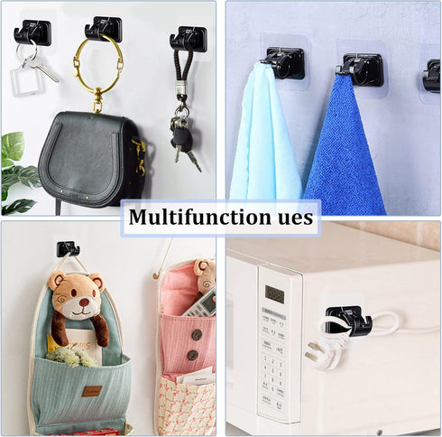 8PCS No Drill Curtain Rod Brackets, Self Adhesive Curtain Rod Holder Hooks, Nail Free Curtain Rod Hooks for Bathroom