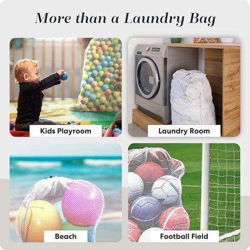 Mesh XL Laundry Bags - Pack of 2, Large 24" x 36", Durable with Secure Drawstring Closure (White)