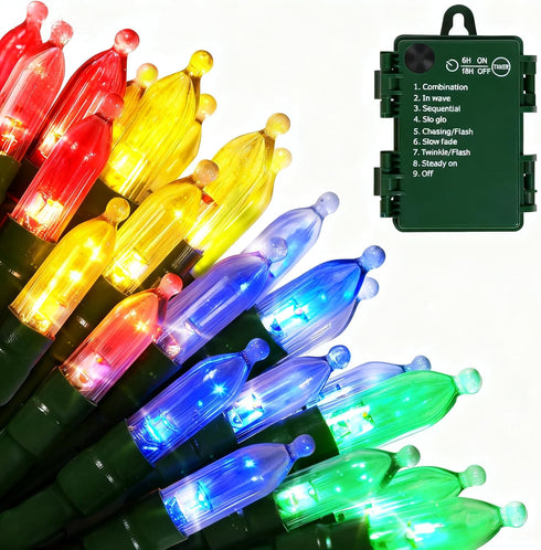 Vruxuri Battery Operated Christmas Lights, 4 Pack 18 FT 50 LED Each Clear