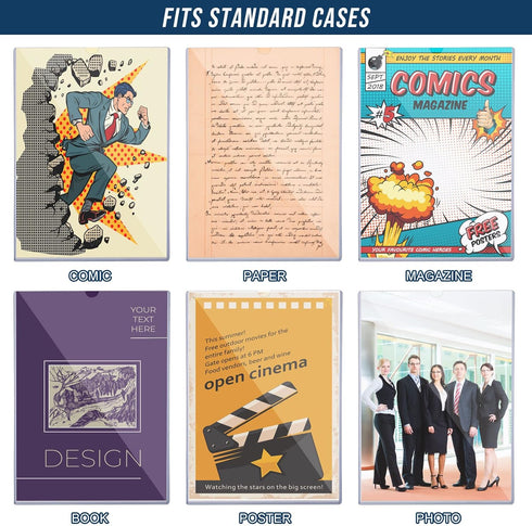 Comic Book Display Case Set, Include Comic Book Sleeves and Clear Plastic Easels, 7.6 x 10.7 Inch Magazine Protectors