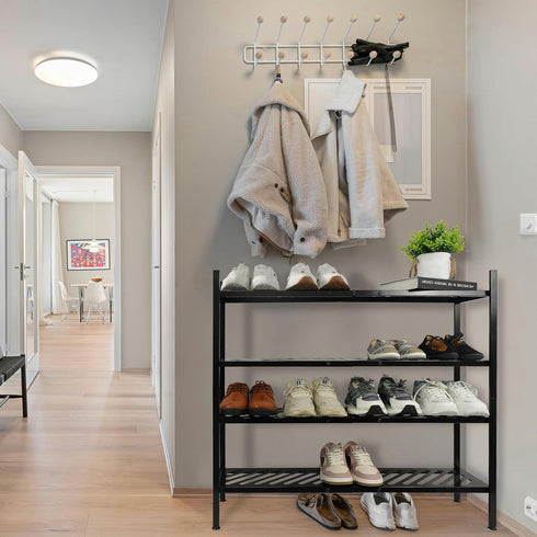 2 35 Inches Closet, Shoe Rack - Metal Shoe Organizer Tier Shoes Shelf Storage, Stackable Long Show Stand Holder