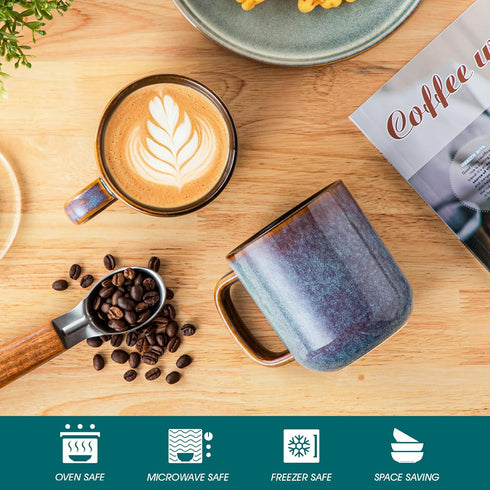 16 oz Set 6, vancasso Coffee Mugs of Large Ceramic Mug with Handle, Unique Glaze Coffee Cups for Latte, Cappuccino