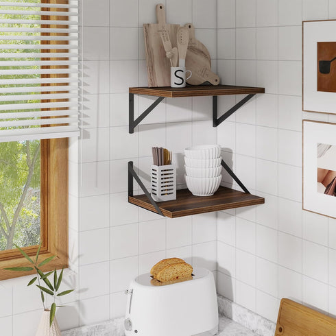 Shelves,16" Wx10 Set 2,Heavy Acovy Deep Floating D Floating Shelves for Wall of Duty Wood Floating Shelf with Metal