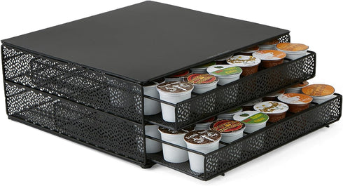Mind Reader Single Serve Coffee Pod Organizer - 72 Pod Capacity with 2 Drawers, Black