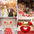 Valentines Day Red Wedding Decorations - Heart Shaped Love Foil Balloons, Silk Rose Petals, Romantic Design for