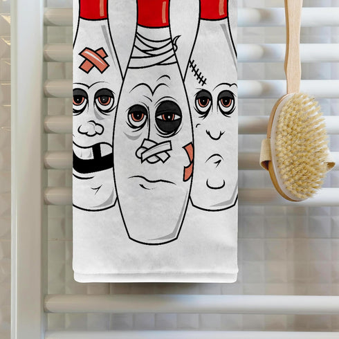 3D Rose TWL_116311_1 Funny Injured Bowling Pins Cartoon Sports Design Towel | 15 x 22
