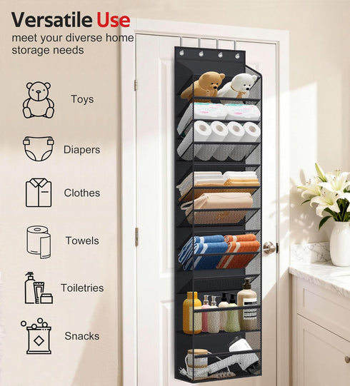 Soarine 12 Closet, 24 Tier Over the Door Shoe Organizer for Holds Pairs Hanging Shoe Rack for Door with Mesh Pockets