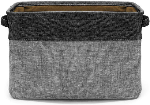 Sorbus Fabric Storage Cubes 15 Inch - Big Sturdy Collapsible Canvas Storage Bins with Dual Handles - 3 Pack | Grey/Tan