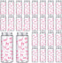 Chuangdi 24 Sets 14 oz Pink Bow Bottles with Straws and Metal Lids