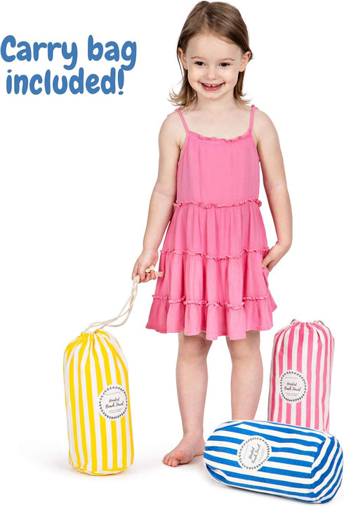 3-10 30"x50" 100% Premium Large Hooded Beach Towel for Kids Aged | Drawstring Carry Bag Included | Size | Classic