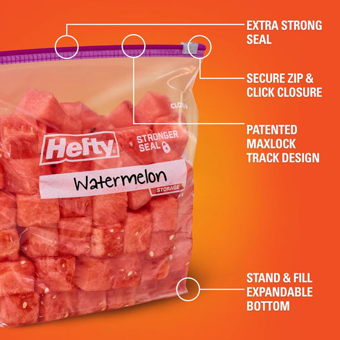 66 Count Hefty Slider Kitchen Storage Bags, Gallon Size