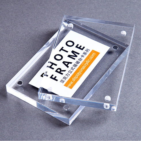 Clear Acrylic Photo Frame, Magnetic Perspex Picture Holders - Table Standing Double Side Displays (2.5x3.5)