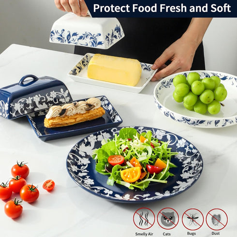 white(4.6 7.1 butter box,ceramic butter dish with lid,butter saver,Microwave and Dishwasher Safe,French butter