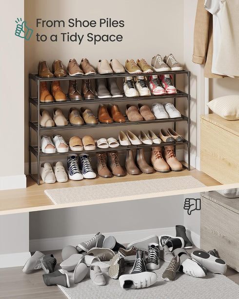 4-Tier 25-30 11.8 46.1 28.4 Inches, ULSA034B01 SONGMICS Shoe Rack, Shoe Organizer, Metal Storage Shelf, Upright