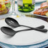 LIANYU 6-Piece Large Black Serving Spoons, Slotted Serving Utensils for Party Buffet, 9.8 Inch, Dishwasher Safe