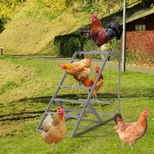 Set Chicken Perch for Coop with Ladder, Chicken Roosting Bars for Chickens in Coop with Swing Wooden Run Accessories