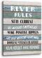 PHAMTE Funny River Rules Inspirational Quotes Wall Art - Farmhouse River Lake House Sign Print, 11x14 Inch