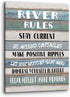 PHAMTE Funny River Rules Inspirational Quotes Wall Art - Farmhouse River Lake House Sign Print, 11x14 Inch