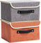 Small Storage Boxes with Lids 2 Pack Linen Collapsible Cube Storage Basket