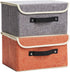 Small Storage Boxes with Lids 2 Pack Linen Collapsible Cube Storage Basket
