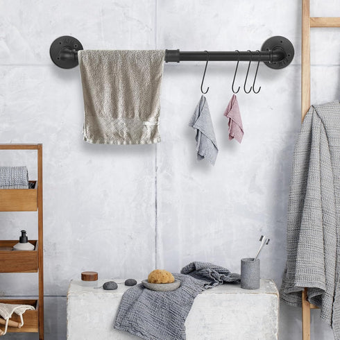 uxcell Wall Mounted Towel Rack, Industrial Pipe Towel Bar, Bathroom Hardware Towel Bar Accessory, Kitchen Pot Rack DIY