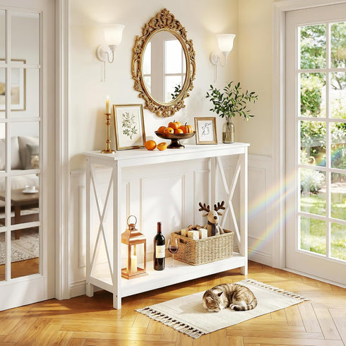 2-Tier 11.8" 39.4" 31.6" ZENY Console Table, Entryway Table, Narrow Sofa Table with Shelves, Entrance Table for Living
