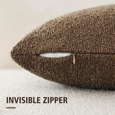 12x20 Inch,1PC,Chocolate Foindtower Decorative Textured Boucle Throw Pillow Covers Accent Solid Lumbar Pillow Cases
