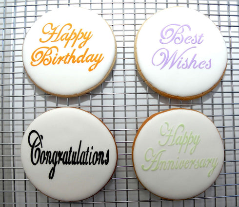 Designer Stencils Script Celebration Cake Stencils Set, Beige/Semi-Transparent