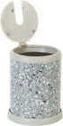 Bath Bliss Toilet Brush and Holder with Self Closing Lid, 360 Degree Brush Head, Compact Size, Terrazzo Grey with Pink