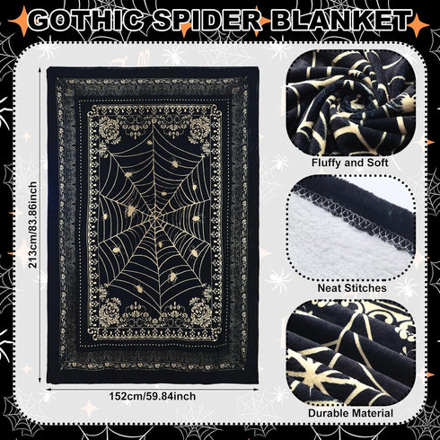 84'' 60'' Breling Spider Web Blanket x Gothic Gift for Women Men Whimsigoth Goth Throw Blanket Soft Flannel Victorian