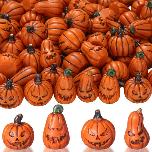 Vertintong 80 Pcs Halloween Miniature Pumpkin Figurines Mini Resin Fake Pumpkin Creepy Craft