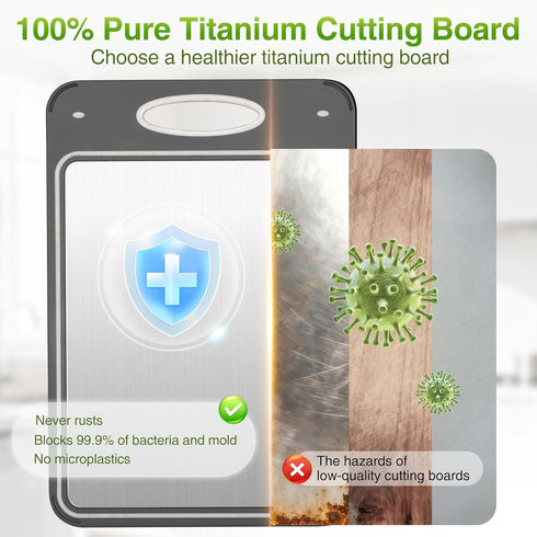 Titanium Cutting Boards for Kitchen - Katuchef Non Toxic Double Sided Metal for Meat/Fish & Wheat Straw PP