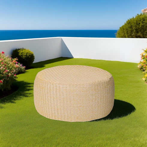 GLADTRAX D21x H9, Outdoor Inflatable Ottoman with Air Pump, Fade-Resistant Patio Footrest Stool Round Pouf Ottoman