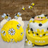 4 Pieces Honey Bee Centerpieces with Sunflower Stickers, Honeycomb Decorations for Bee Day Gender Reveal Birthday Party